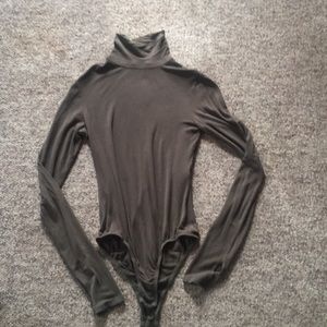 Charlotte Russe Olive Mock Neck Bodysuit M